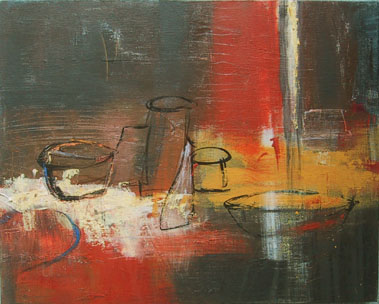 A BIT OF EVERYTHING, contemporary still life on canvas 