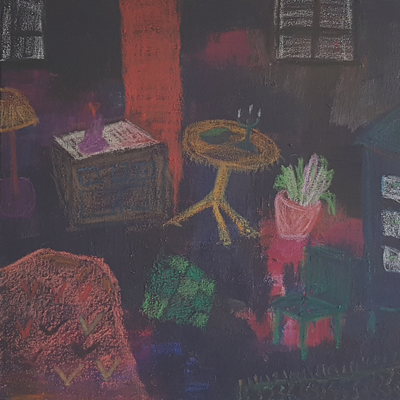 ROOM FOR RENT acrylic and oil pastel by Lena Emmertz