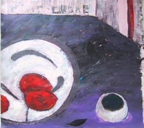 PLUMS, acrylic painting on canvas 
